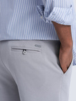 Męskie szorty ze strukturalnej dzianiny SLIM FIT - jasnoszare V4 OM-SRCS-0126