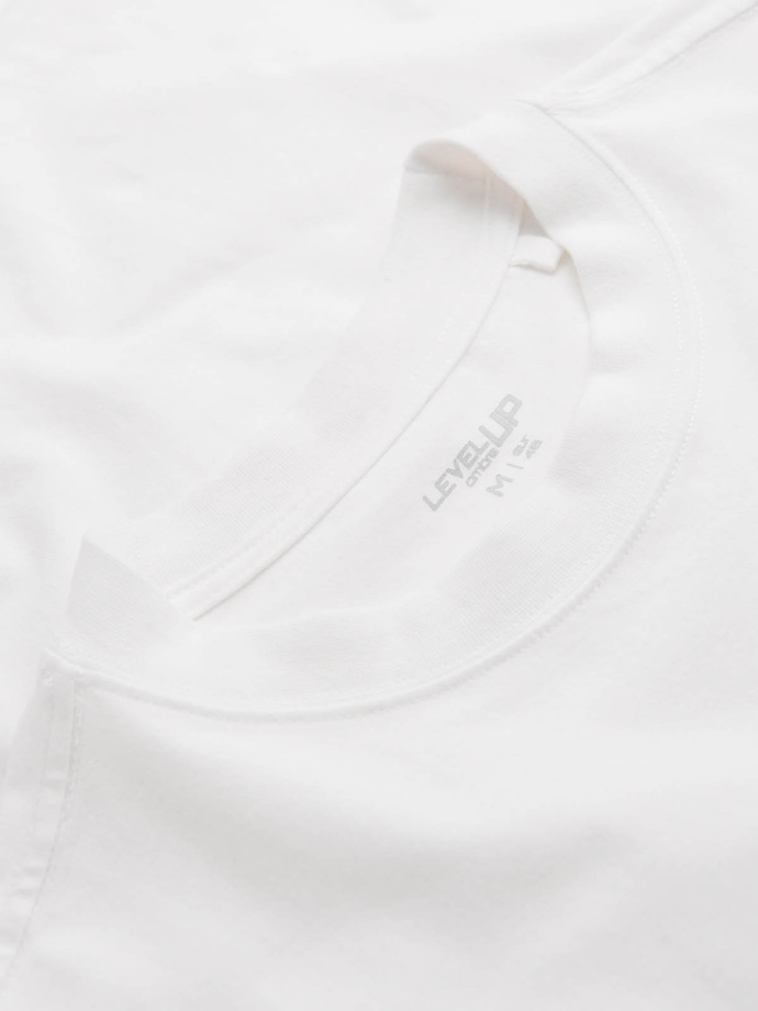 Męski bawełniany t-shirt LOOSE FIT z okrągłym dekoltem – kremowy V2 OM-TSBC-0234 