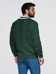 Knitted monochrome men's viscose cardigan - navy blue V1 OM-SWCD-0126
