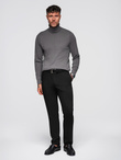 One color men's knitted turtleneck with viscose - grey melange V2 OM-SWTN-0101 