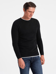 Men's cotton sweater with round neckline - black V1 OM-SWSW-0103