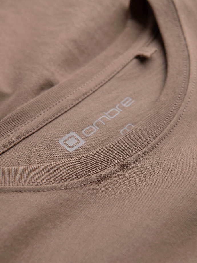 Men's printed cotton t-shirt - light brown V2 OM-TSPT-0166
