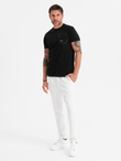 Men's cotton t-shirt with pocket print - black V1 OM-TSPT-0154
