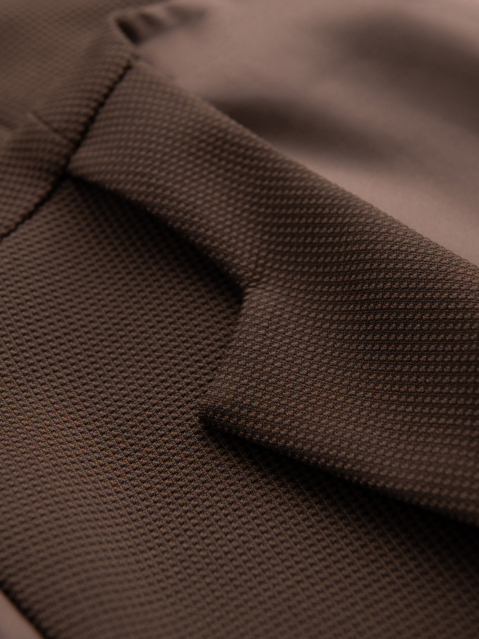 Fitted men's structured knit vest with lapels - brown V2 OM-BLZV-0144