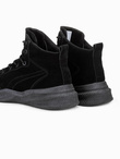 Buty męskie sneakersy wysokie - czarne V3 T380