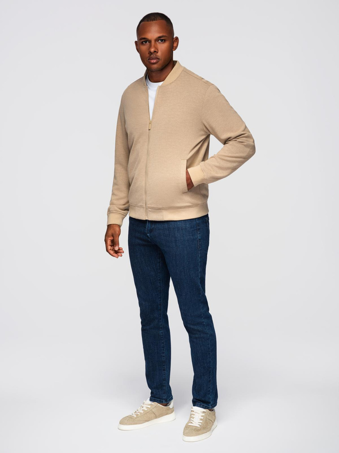 Men's raglan sleeve bomber jacket - warm beige V2 OM-JANP-0159