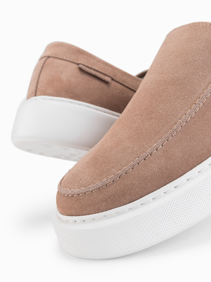 Men's slip on half shoes on thick sole - light brown V3 OM-FOCS-0152