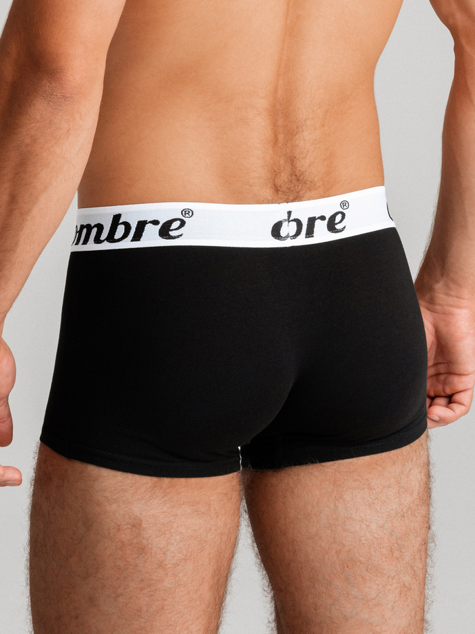 Men's cotton boxer shorts with contrasting elastic - 7-pack black V1 OM-UNBO-0100