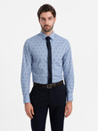 Klasyczna męska bawełniana koszula SLIM FIT w kraby - jasnoniebieska V6 OM-SHCS-0156