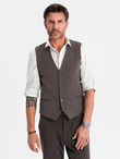 Męska elegancka kamizelka w jodełkę SLIM FIT  - grafitowa V2 OM-BLZV-0143