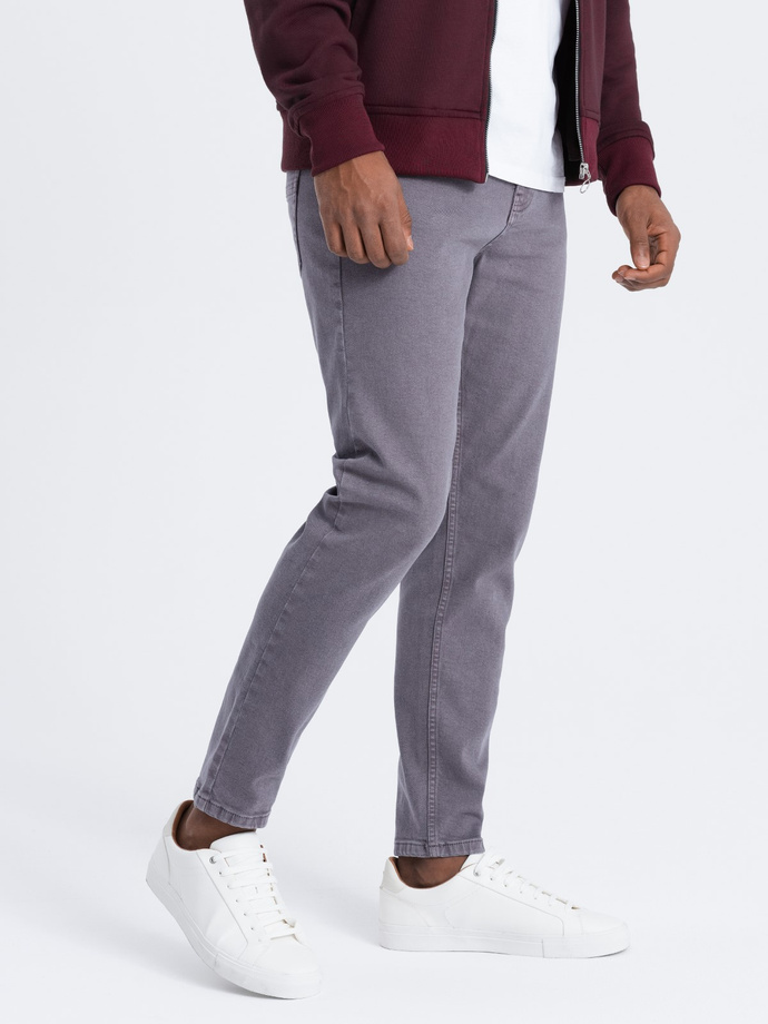 Jeansowe spodnie męskie bez przetarć SLIM FIT - grafitowe V5 OM-PADP-0148