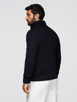Knitted monochrome men's viscose cardigan - navy blue V1 OM-SWCD-0126