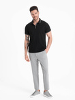Men's pique knit polo shirt without buttons - black V2 OM-POSS-0110