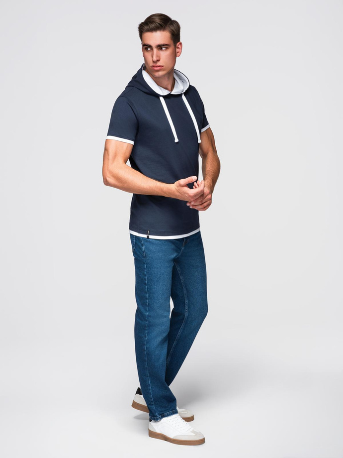 Men's SLIM FIT T-shirt with round neckline and logo - white V1 OM-TSCT-0220