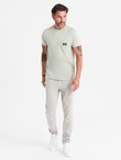 Casual men's t-shirt with pocket patch - light grey V2 OM-TSCT-0109