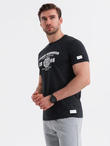 Men's college print cotton t-shirt - black V2 OM-TSPT-0137