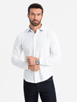 Dzianinowa koszula męska SLIM FIT z długim rękawem – biała V1 OM-SHCS-0177 