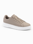 Męskie buty sneakersy z ekoskóry na grubej podeszwie – popielate V1 OM-FOSL-0166