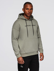 Unbuttoned men's sweatshirt with stand-up collar and hood - black V1 OM-SSZP-0216