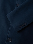 Long men's single-breasted coat with collar and undercoat - navy blue V3 OM-COWC-0135