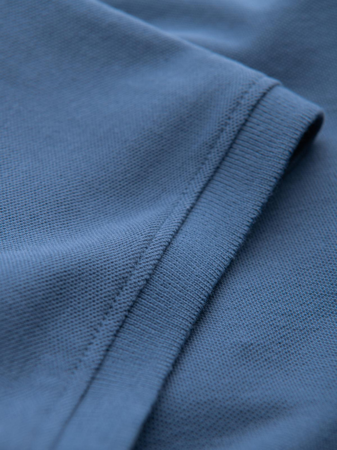 BASIC men's single color pique knit polo shirt - blue V16 OM-POBS-0100