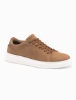 Klasyczne męskie buty sneakersy z miękkiego zamszu – jasnobrązowe V1 OM-FOCS-0163