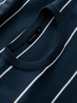 Casual men's sweater with horizontal stripes - navy blue V1 OM-SWSW-0143