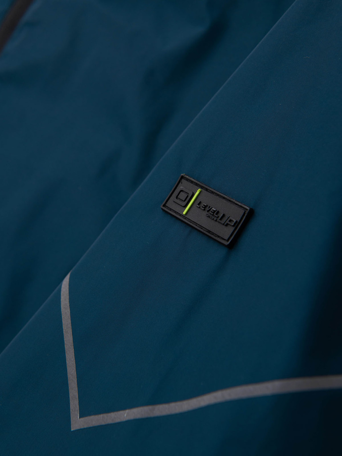 Men's sports jacket with reflectors - turquoise and lime green V1 OM-JANP-0105