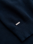 Men's cotton structured knit polo shirt - navy blue V2 OM-POSS-0117