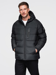 Men's quilted insulated jacket with raglan sleeves - black V4 OM-JAHP-0302