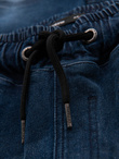 Men's denim jogger pants with rips and zippers - dark blue V1 OM-PADJ-0243