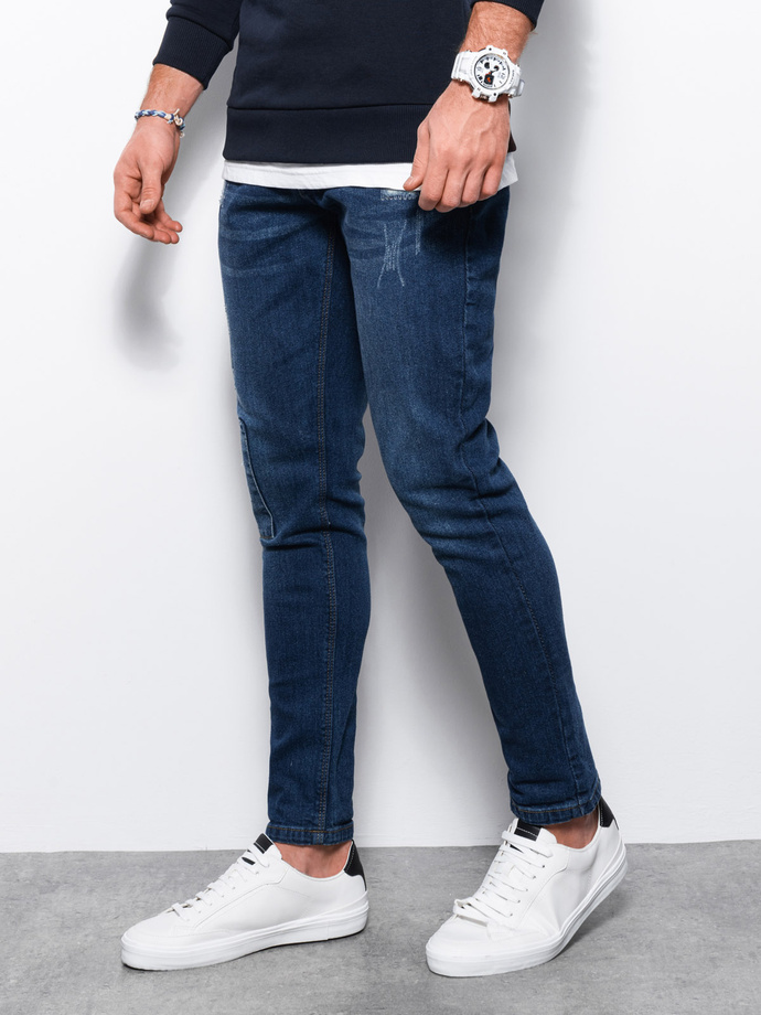 Spodnie męskie jeansowe SKINNY FIT - niebieskie P1060