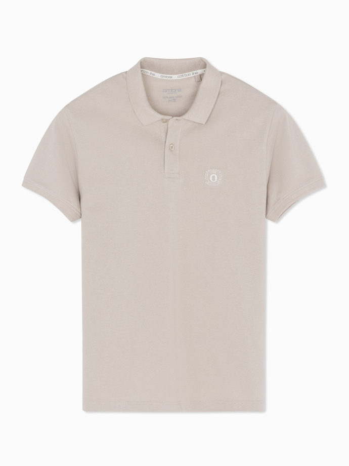 BASIC men's single color pique knit polo shirt - dark beige V5 OM-POBS-0100