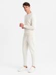 Bawełniany dresowy komplet męski BASIC bluza nierozpinana + joggery – kremowy V5 Z84