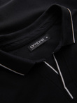 Men's pique knit polo shirt without buttons - black V2 OM-POSS-0110