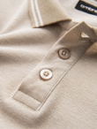 Melanżowy męski polo longsleeve z haftem – piaskowy melanż V4 OM-POLS-0129 