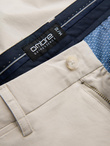 Jednolite spodnie chino męskie SLIM FIT – beżowe V2 OM-PACP-0183