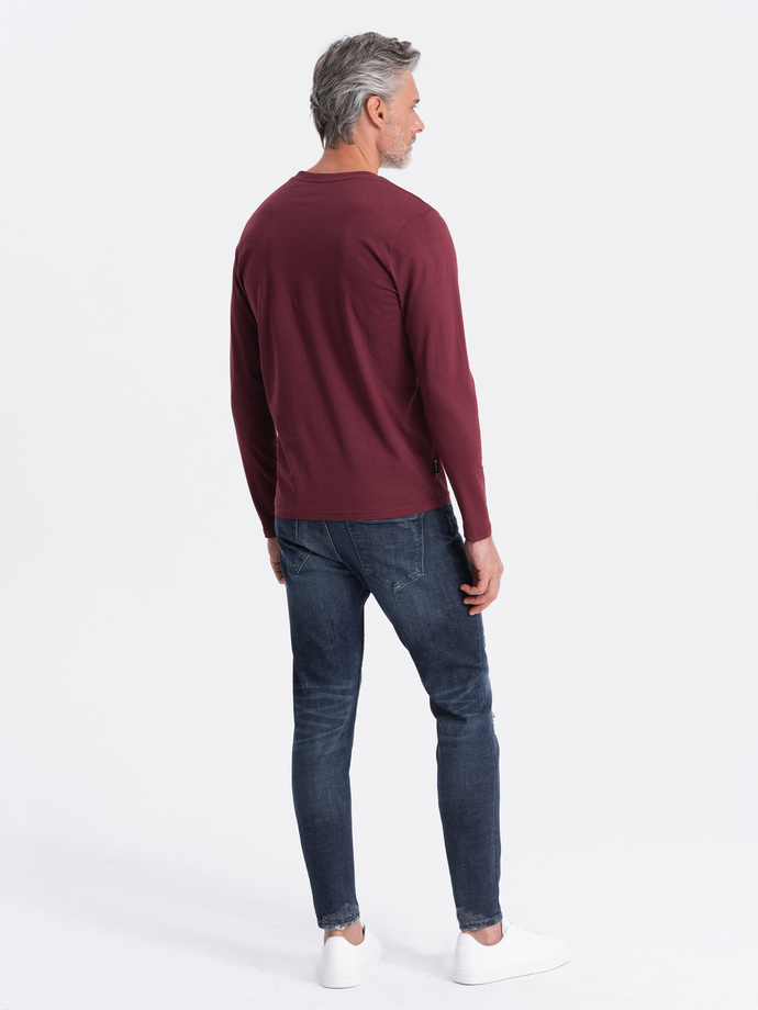 Men's unprinted longsleeve with a crew neckline - maroon V8 OM-LSBL-0108