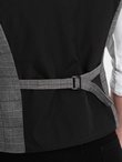Men's vest without lapels in fine check - graphite V2 OM-BLZV-0123