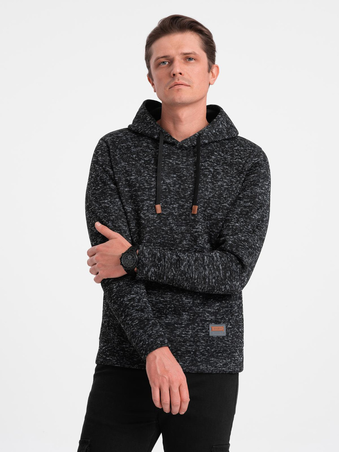 Men's non-stretch kangaroo hooded sweatshirt - graphite melange V2 B1675