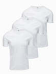 Zestaw męskich bawełnianych koszulek V-neck BASIC – 3x biały V11 OM-TSBS-0233 