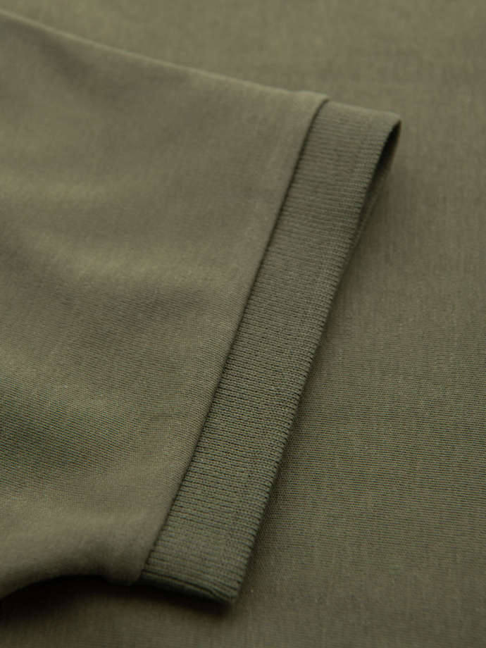Men's polo shirt with zip neckline - olive V5 OM-POSS-0148