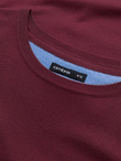 Sweter klasyczny męski z wiskozą BASIC z okrągłym dekoltem – bordowy V11 OM-SWBS-0106