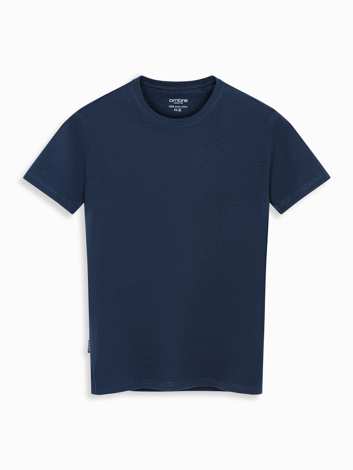 Classic BASIC men's cotton T-shirt - navy blue V2 OM-TSBS-0236