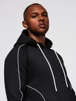 Men's sweatshirt with contrast stitching and hood - black V1 OM-SSNZ-0250