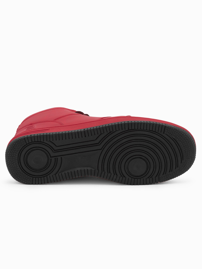 Buty męskie ocieplane sneakersy za kostkę - czerwone V1 OM-FOSH-0123