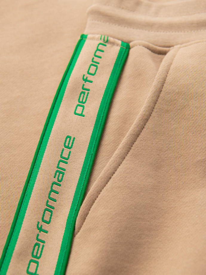 Men's sports jogger pants with stripes - brown V1 OM-PASK-0284