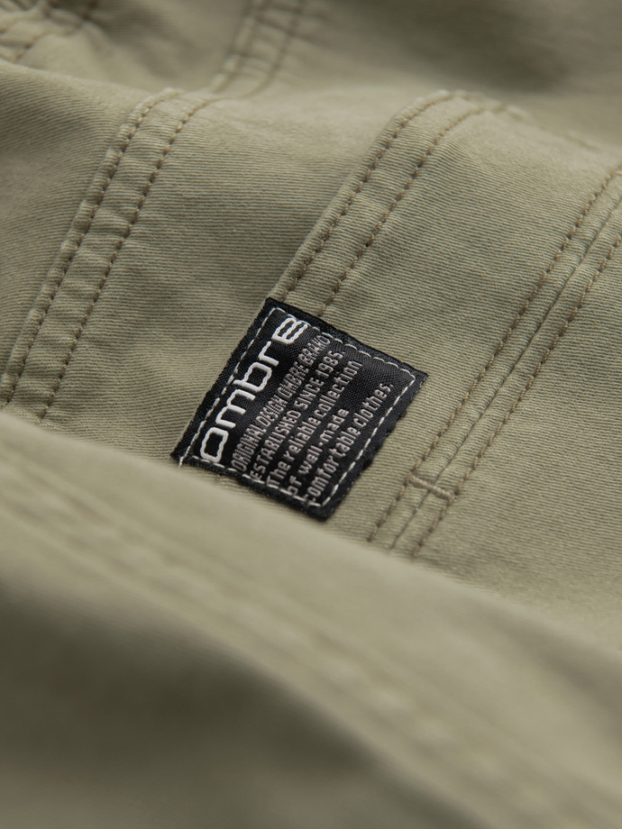 Men's JOGGER pants with zippered cargo pockets - khaki V1 OM-PAJO-0125