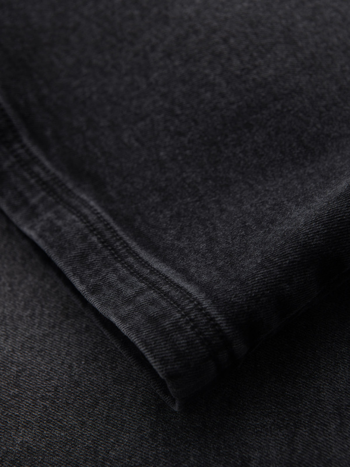 Męskie szorty z gumką w pasie i efektem sprania – czarne V4 OM-SRDS-0192