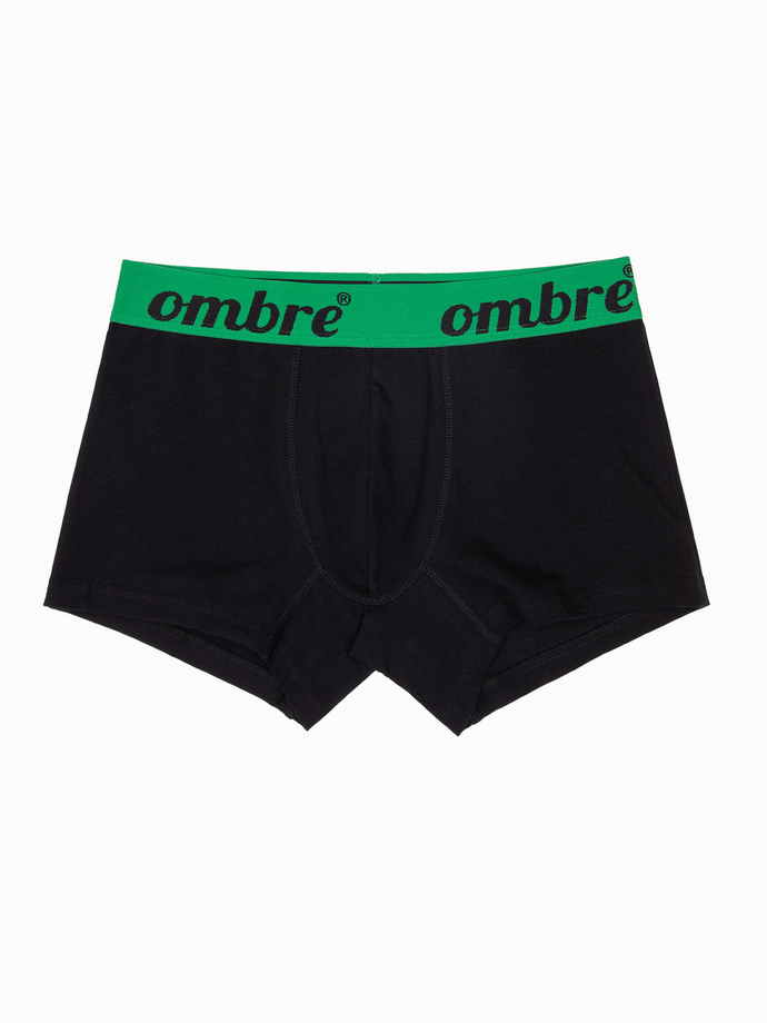 Bokserki męskie bawełniane z kontrastową gumą - 7-pak czarne V1 OM-UNBO-0100